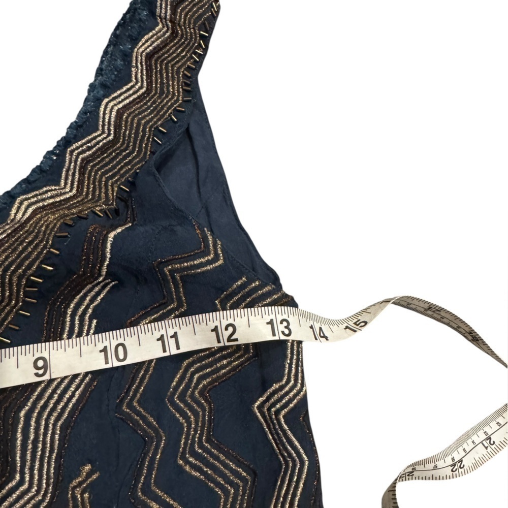 Anthropologie Meadow Rue Beaded Chevron Blue Dress Size 0 - Picture 7 of 10
